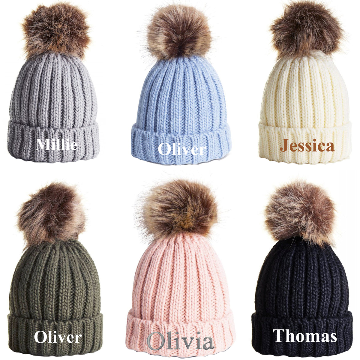 Personalised Baby Childrens Bobble Pom Pom Hat TheBabyBoxUK